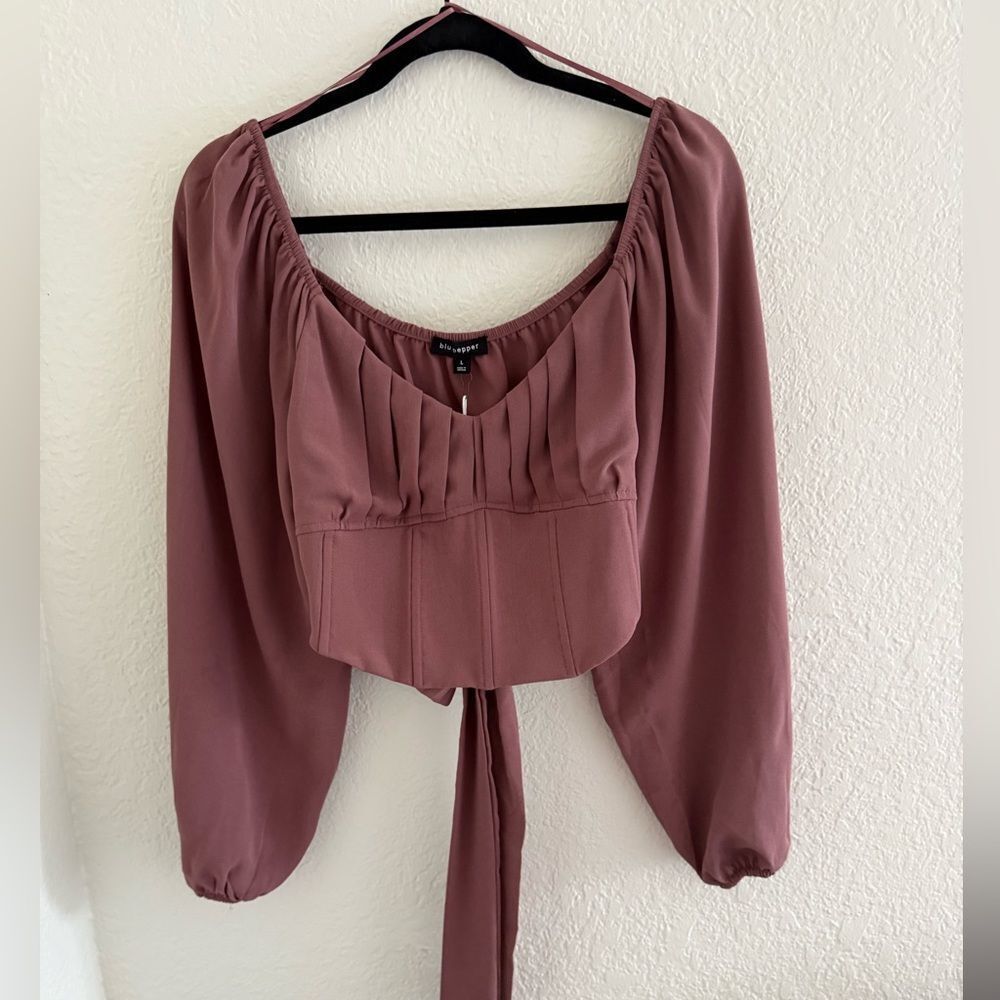 Blu Pepper Dusty Rose Pleated Blouse